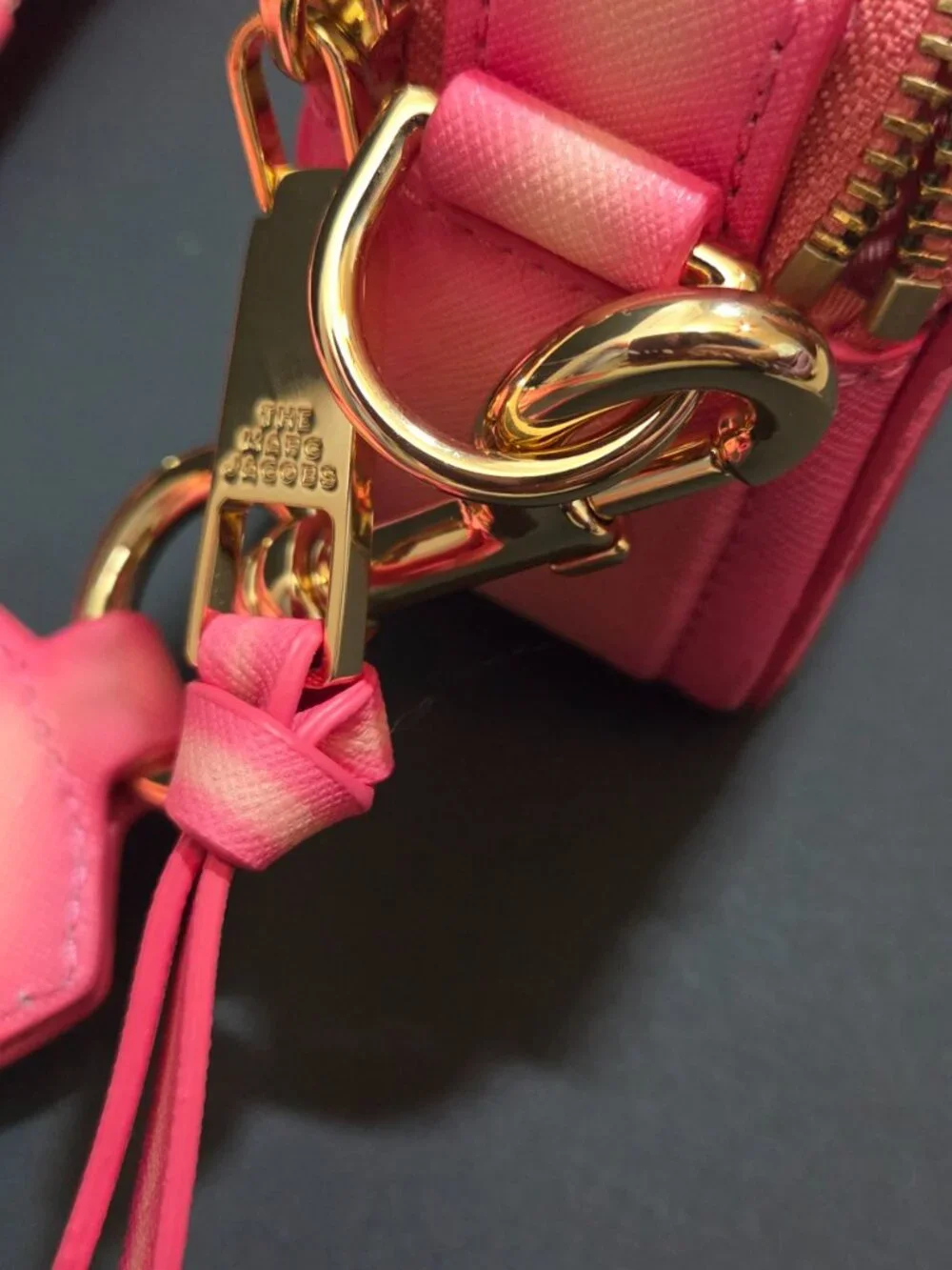 Marc Jacobs The Snapshot Camera Fluoro Leather Crossbody Bag Pink Orange
